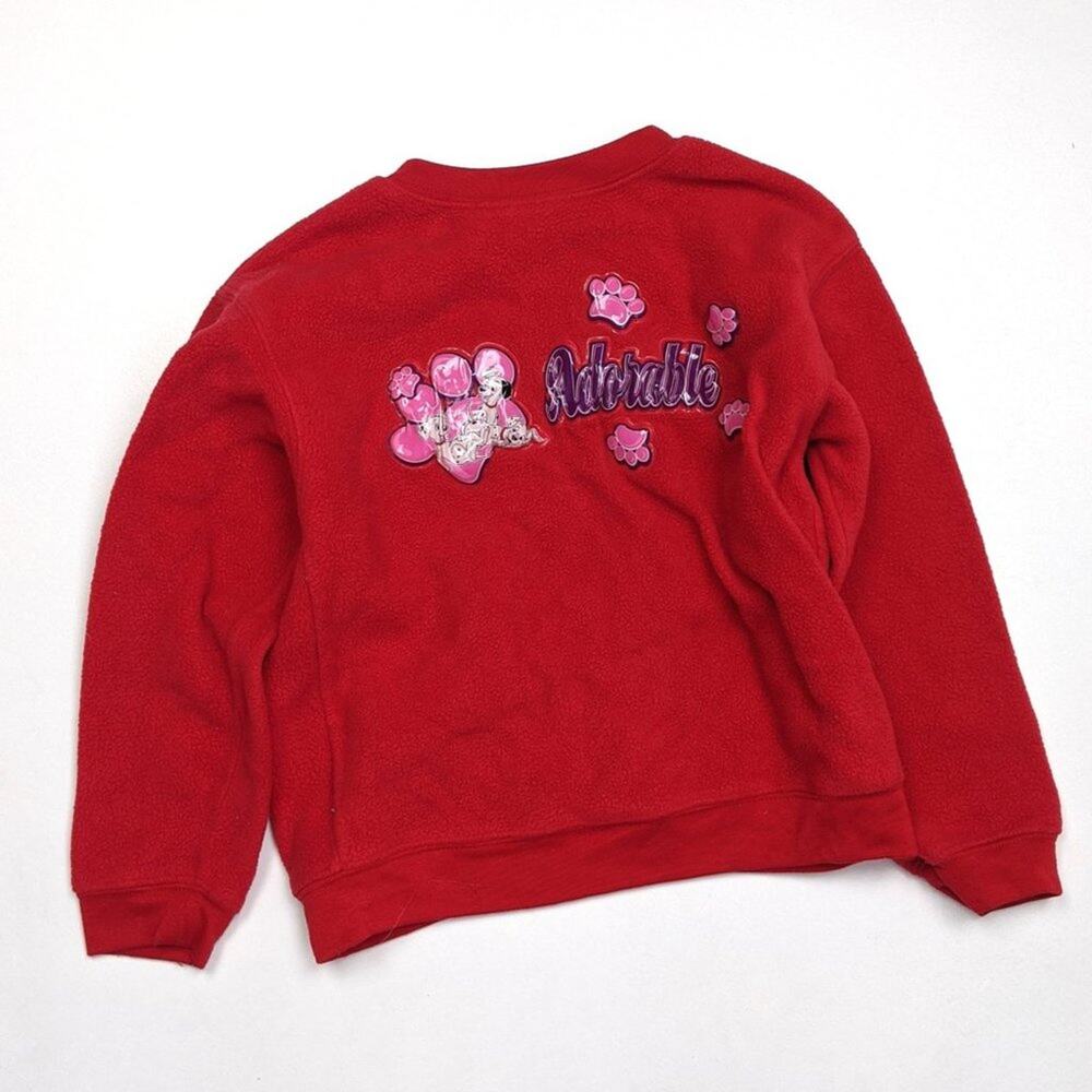 Vintage Y2K Disney Store Sweatshirt Girls Sz 6 Disney Red 101 Dalmatians Fleece - Picture 1 of 4